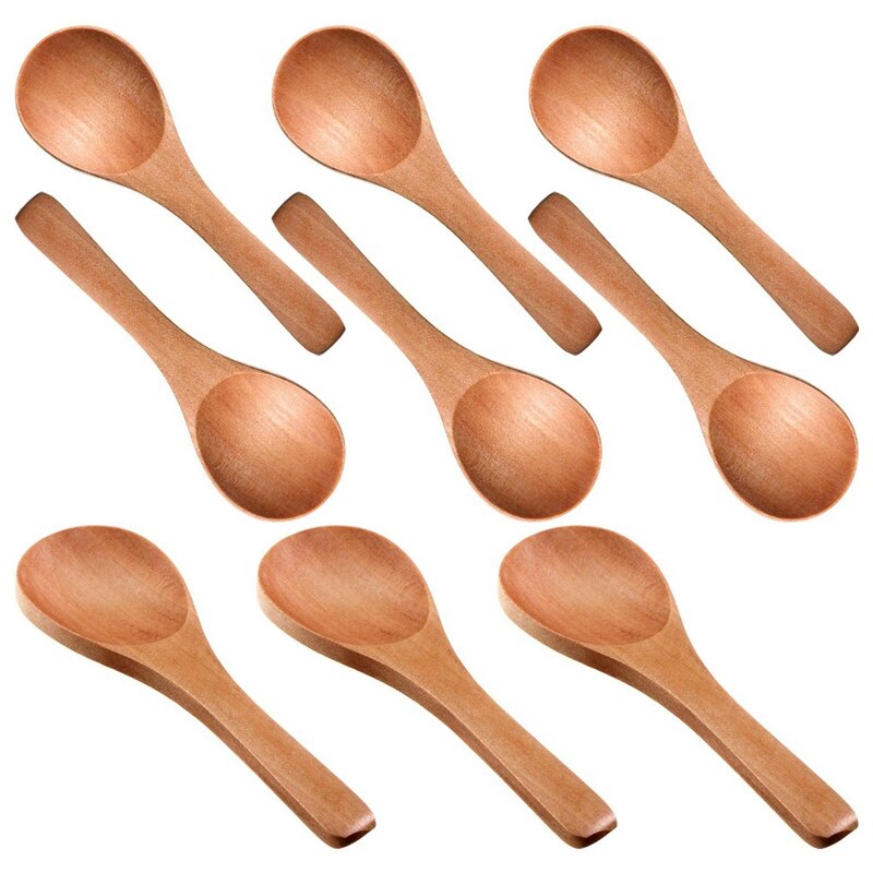 Small Wooden Spo on Tasting Spo on Condiments Salt Spoons for Kitchen Cooking Seasoning Oil Coffee Tea Sugar
