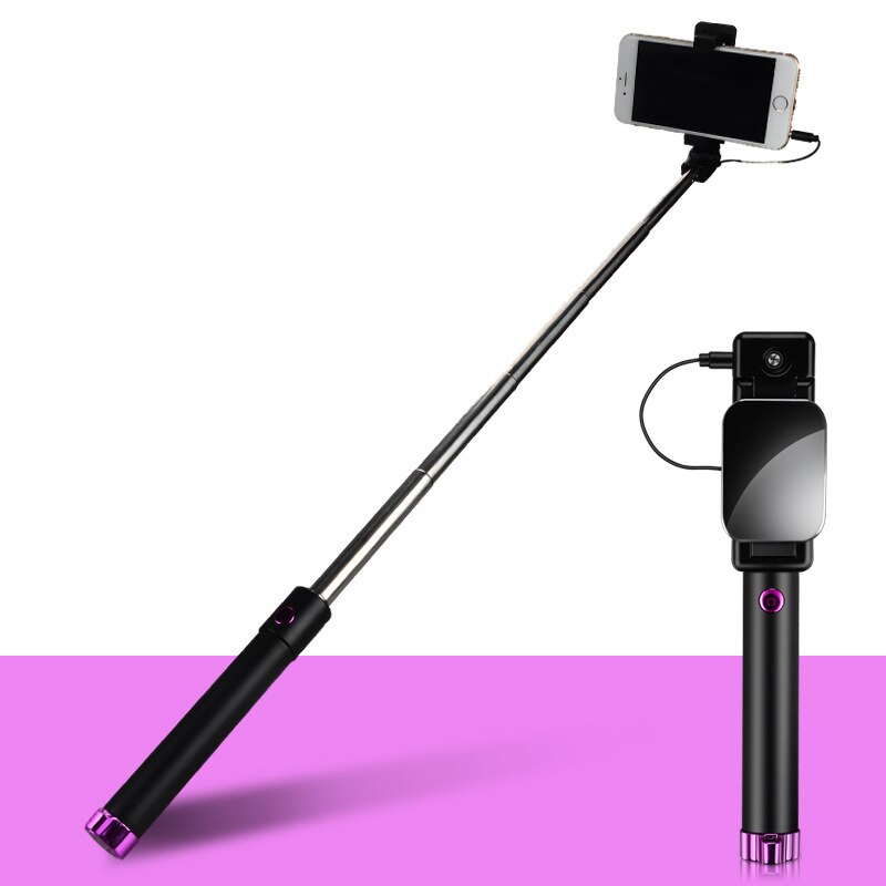 Statief Monopod Selfie Stok Knop Selfie Stick Voor Android Os Voor Iphone 7/8/Xs Ios Systeem Voor huawei Samsung Xiaomi Vivo: pink