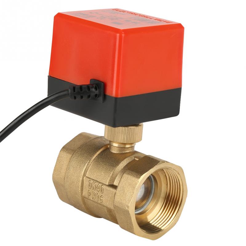 Elektrisk ventil 2- vägs 3- tråds motoriserad kulventil i mässing  dc 24v elektrisk ventil  dn40 kulventil  g1-1/2 " valvula solenoid