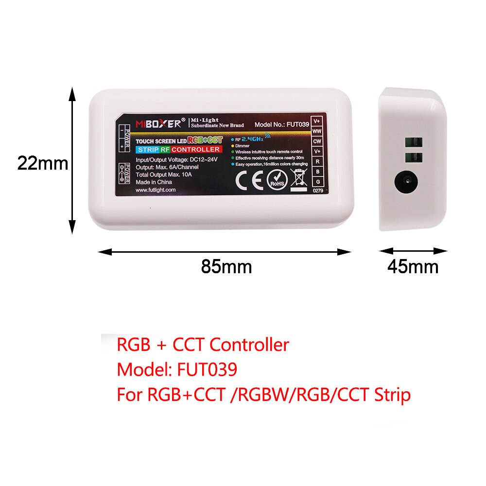 Milight RGBCCT LED Controller FUT039 + FUT092 2,4G Wireless 4-Zone RF Touch Remote + Miboxer WL-Box1 2,4 GHz Wifi Controller