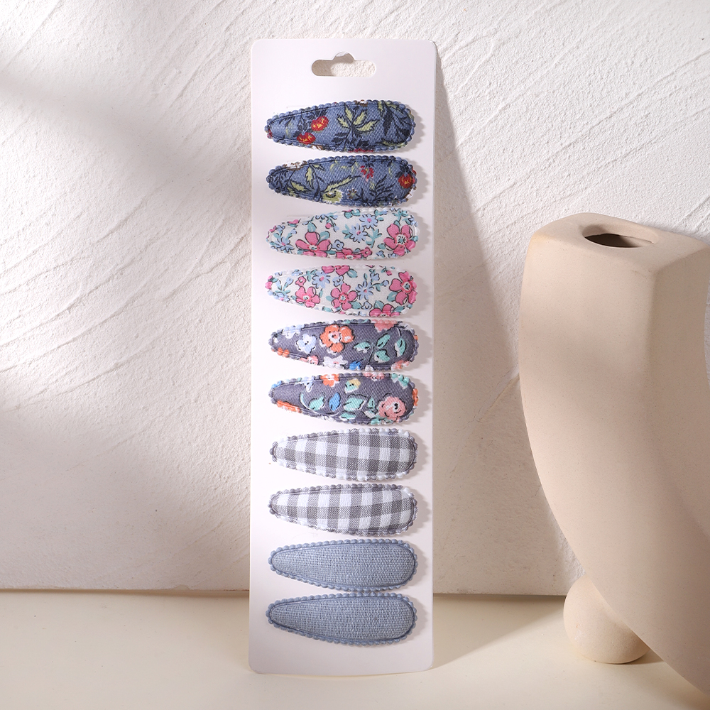 10 Uds. Horquilla para bebé, conjunto de pinzas para el cabello de aleación de algodón con estampado fresco, horquillas BB a cuadros de tela, accesorios para el cabello para niños: Rojo rosado