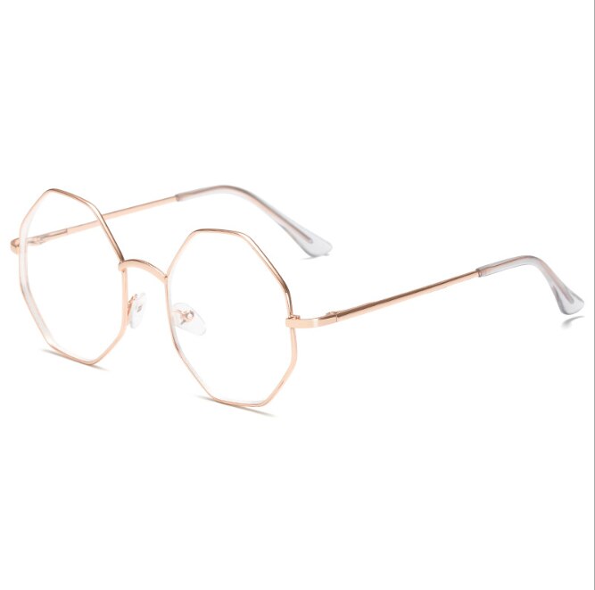 Lunettes octogonales à monture polygonale, monture de lunettes lisse pour hommes et femmes, monture de lunettes en métal clair, rétro