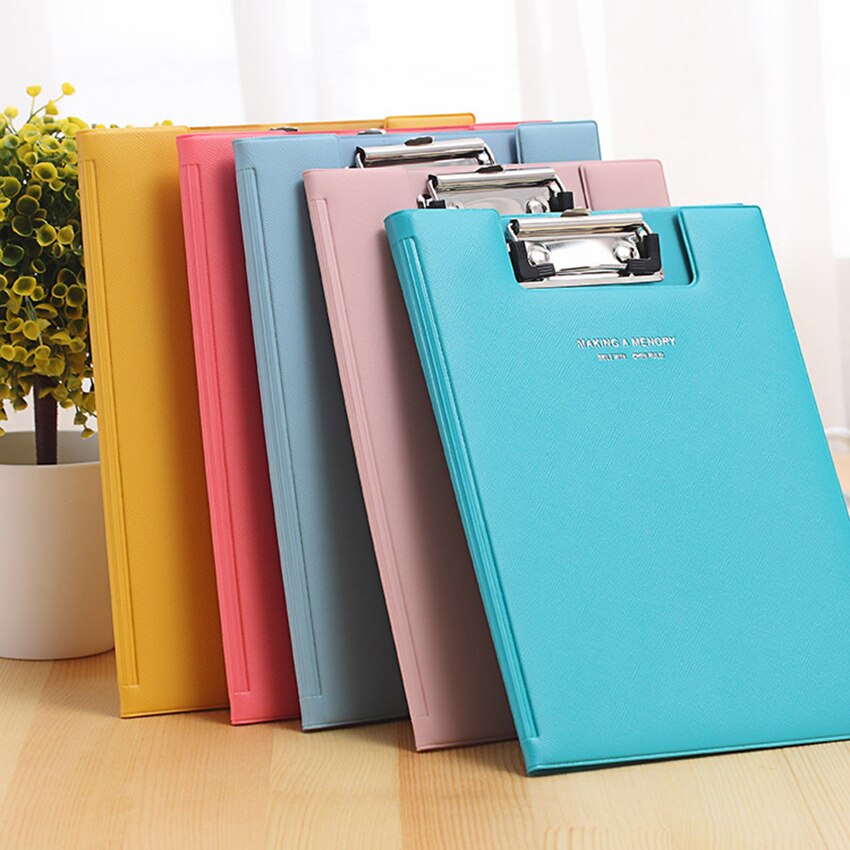 Carpeta plegable de PU A5 a prueba de agua para archivador, carpeta de contrato, almohadilla de escritura para estudiantes, suministro de papelería para oficina y escuela, Color aleatorio
