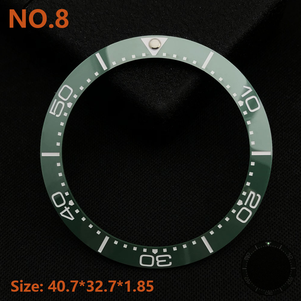 39.3*31.7 or 40.7*32.7mm Sloping Luminous Ceramic Bezel Insert Replacement of watch accessories Ceramic Bezel Insert: WHITE