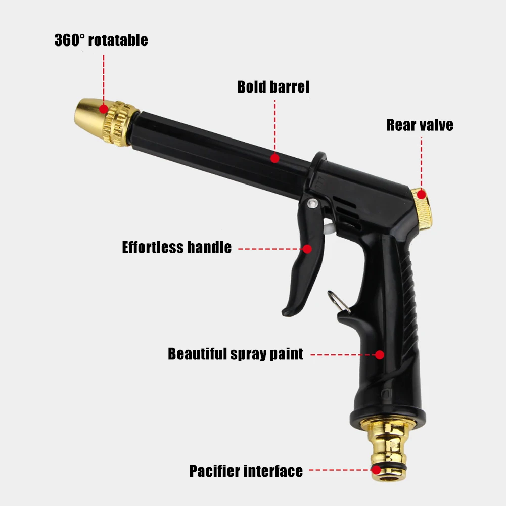 Pistola per lavatrice ad alta pressione regolabile Macchina per lavaggio auto Tubo per irrigazione da giardino Ugello spruzzatore Strumento per lavaggio auto Lavaggio automatico della pistola