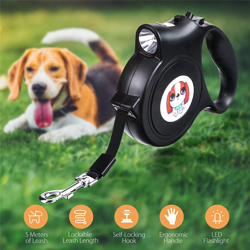 Digoo 5M Huisdier Aangelijnd Voor Grote Honden Intrekbare Hond Running Walking Leidt Automatische Verlenging Hondenriem Touw Met Led zaklamp