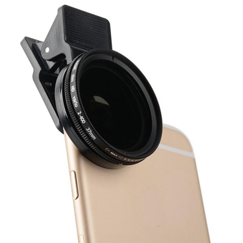 Bærbar justerbar 37mm neutraltæthed klip-på  nd 2-400 telefon kamera filter linse universal til iphone android kamera modul