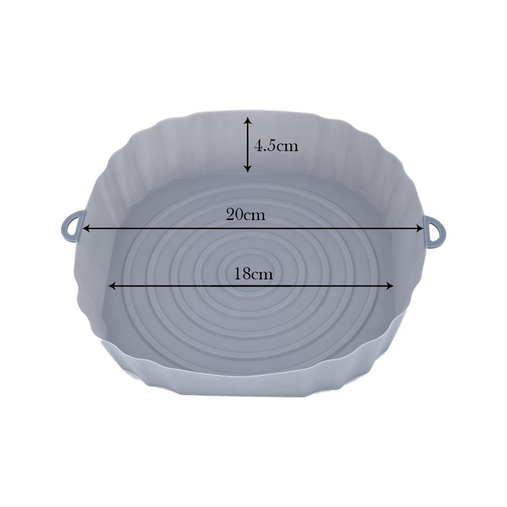 20Cm Lucht Friteuse Pan Siliconen Mand Airfryer Oven Bakplaat Herbruikbare Airfryer Pan Voering Vorm Pizza Gebraden Kip: Grey