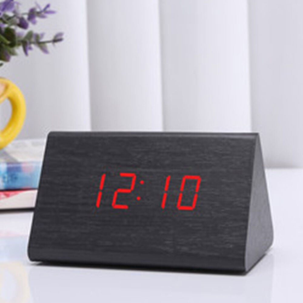 1 pc Wooden Wood Clock Modern Wood Version Digital Electronic Desk Clock LED Display Time for Home Kids Bedroom Office