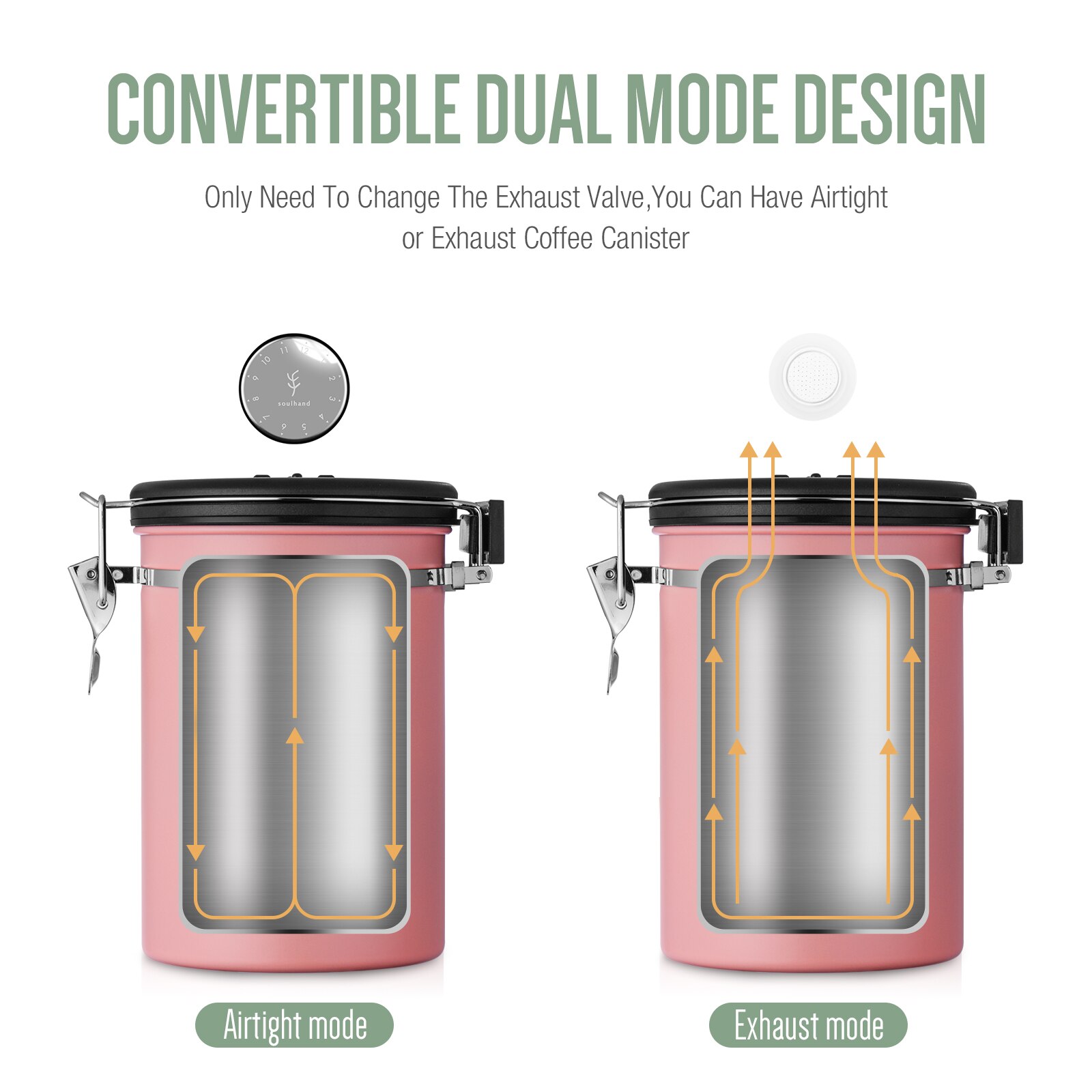 Coffee Canister With Scoop Airtight Coffee Container Stainless Steel Storage Canister Set For Coffee Beans Tea 22oz 660g: all stainless 3