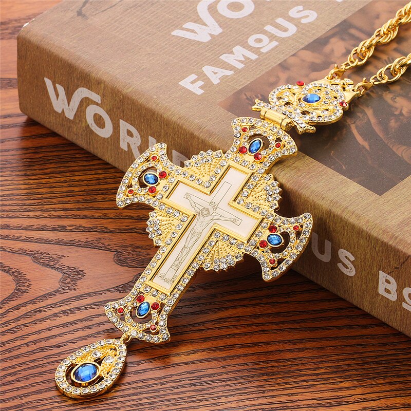 Orthodoxe Borstvinnen Katholieke Kruisbeeld Jezus Maagd Maria Cross Hanger Ketting Religieuze Badge Sieraden Pastor Gebed Items