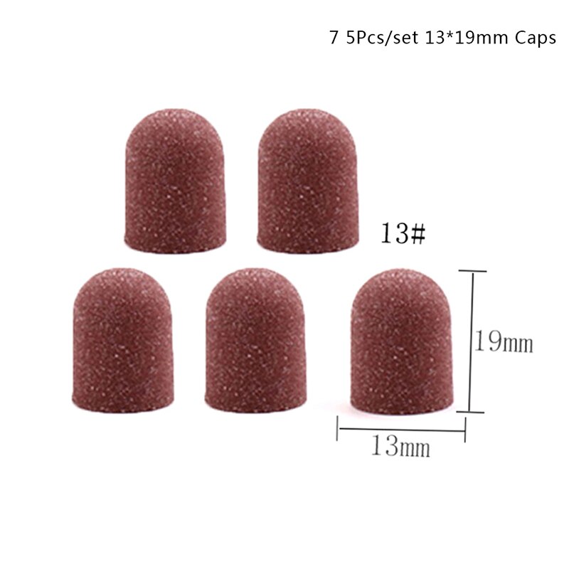 1/5pcs/set Bit Manicure Tool Nail Sanding Caps Rubber Grip Pedicure Polishing Sand Block Electric Drill Accessories: 7