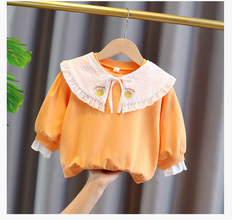 Baby Meisjes Lente Herfst Baby Toevallige Zoete Prinses Tops Kinderen Baby Zuigelingen Lange Mouw T-shirt Kinderkleding Kids: Oranje / 24M