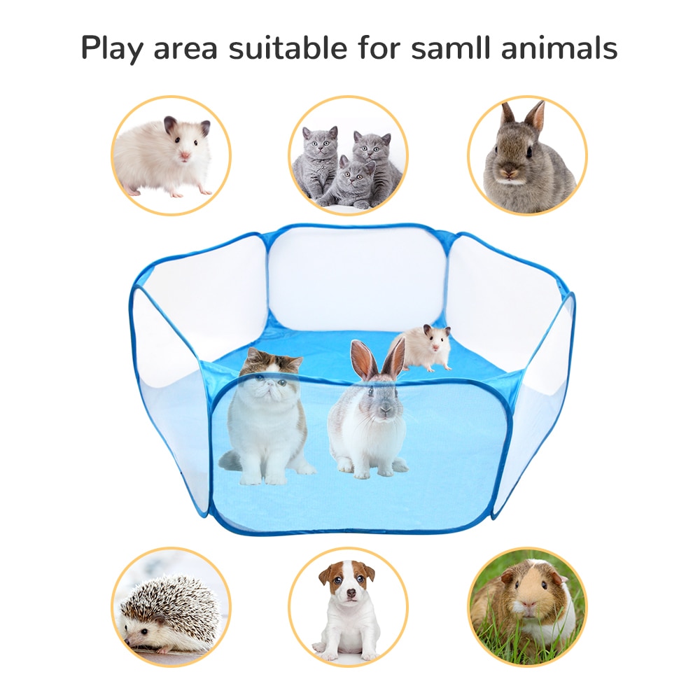 Portable Small Pet Cage Transparent Hedgehog Cage Tent Pet Playpen Folding Yard Fence For Dog Hamster Rabbit Guinea Pig