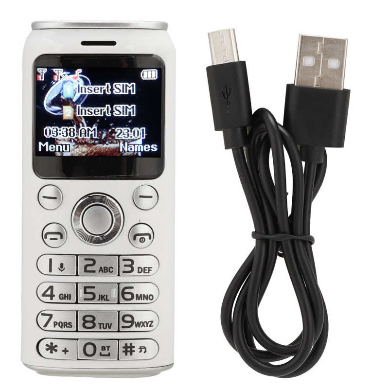 K8 Portable Mini Bluetooth Dialer Telephone For Children Kids Student Dual Card Mobile Phone with Curved Screen: White