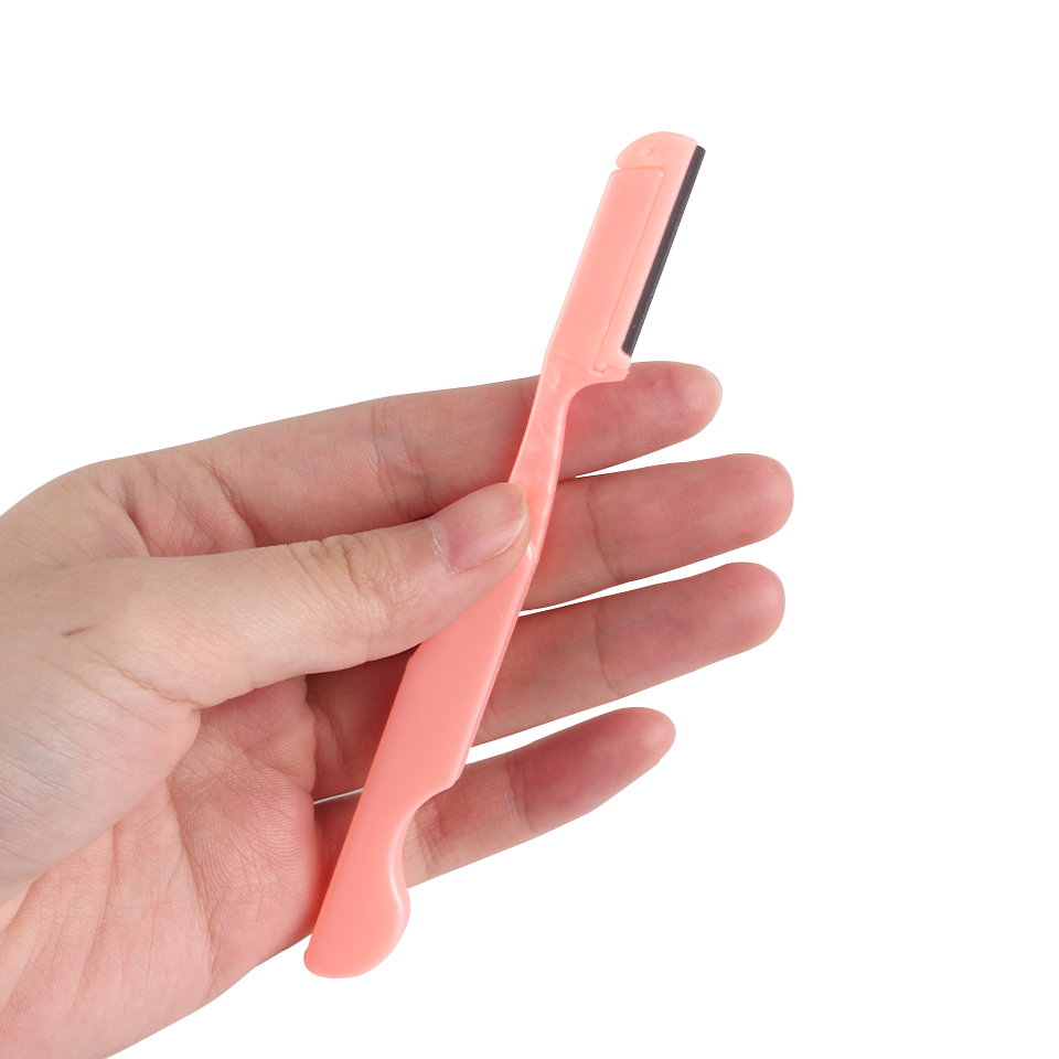 4Pcs/Set Eyebrow Shaper Pink Facial Eyebrow Trimmer Women Grooming Shaver Shaping Safe Razor Facial Hair Remover Scissors