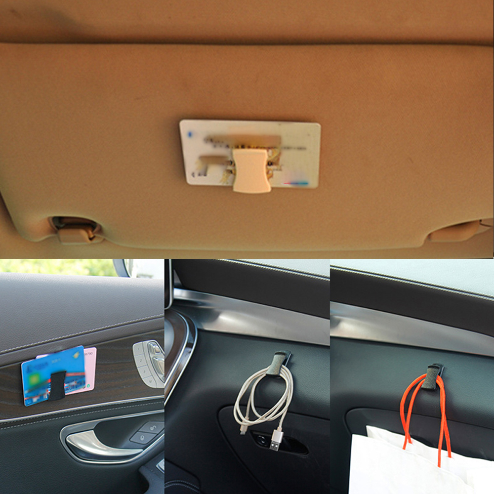 2 Stück Auto-Sonnenblende, Brillenverschluss, Clip-Halfter, Auto, schwarz, Armaturenbrett-Tür, selbstklebende Clips für Sonnenbrillen, Brillen, Ticketkarten