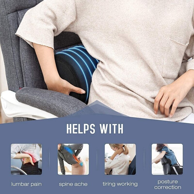 Upgraded Lumbar & Back Support Pillow, D Shape Lumbar Roll for Chair, Ergonomic Lower Back Cushion for Office Chair&Car
