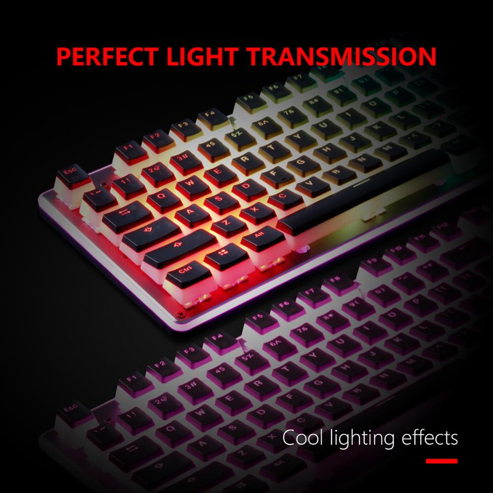 RedThunder Double Shot PBT Pudding Keycaps 104 Keycaps Set with Puller for DIY Cherry MX RGB Mechanical Keyboard