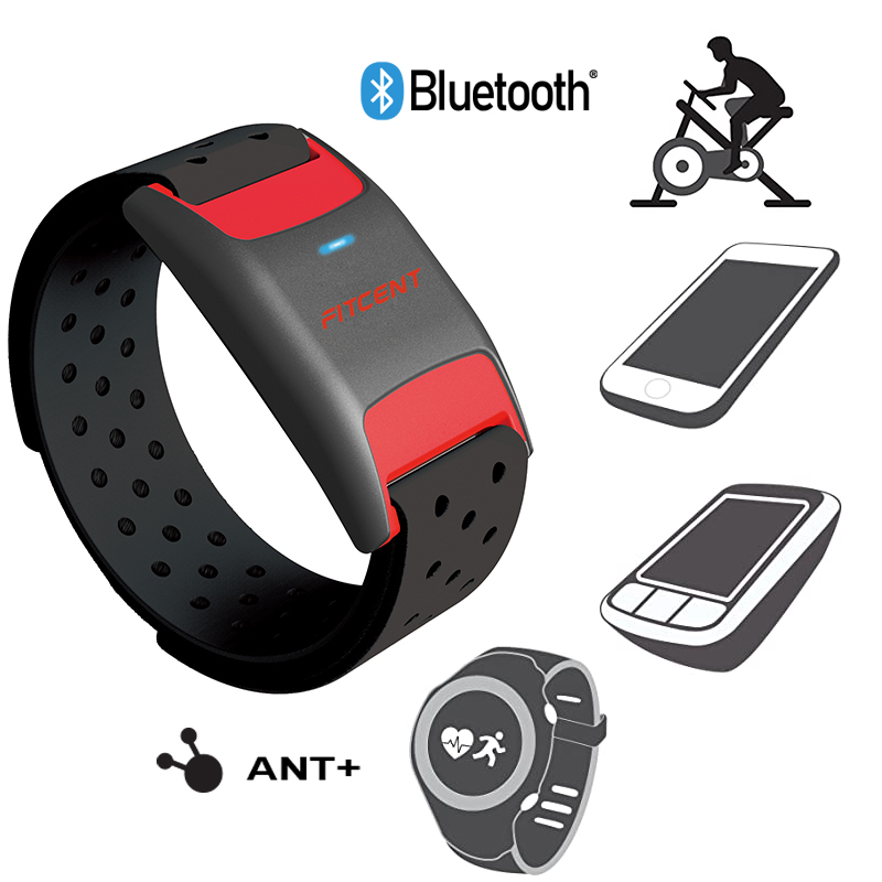 FITCENT Bluetooth Ameise + Wiederaufladbare Herz Bewertung Monitor Armbinde + HR Sensor Arm Band Ersatz Gurt für Garmin Wahoo Zwift