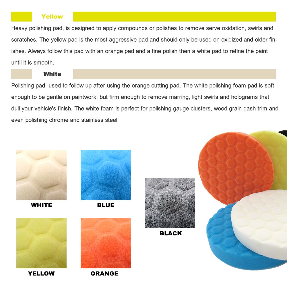 Tampon éponge de polissage pour épilation, 5 pièces, 6/7 pouces, tampon à récurer, gommage électrique, tout usage pour la réparation automobile, soins automobiles