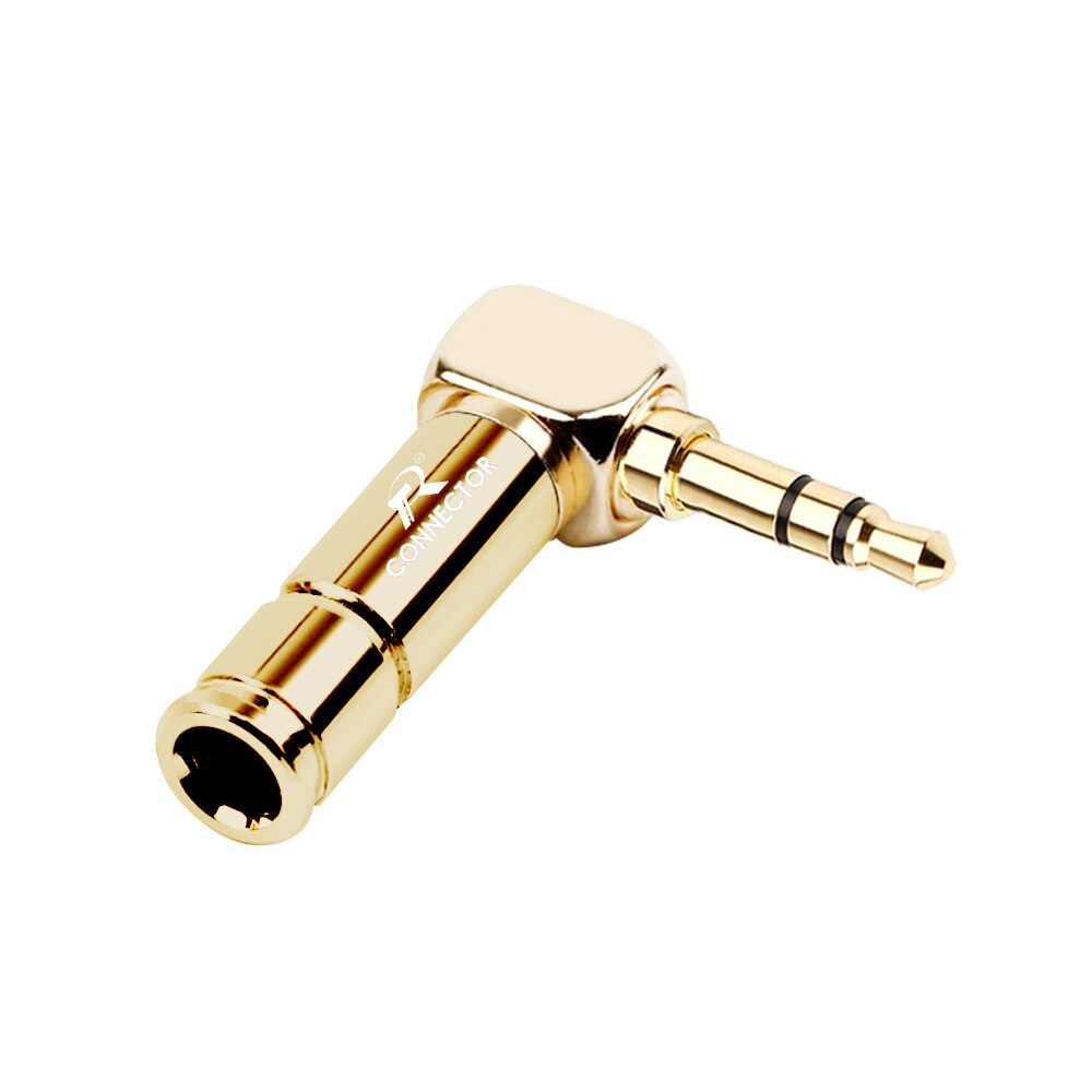 10 stk jack 3.5mm retvinklet øretelefonstik 3 polet forgyldt ledningsstik passer til 6mm kabler gør det selv-spil aluminiumslegeringsrør: Guld