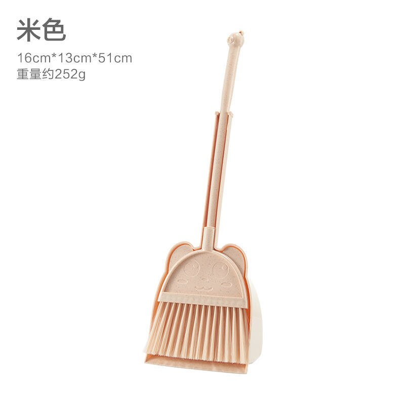 Juego de escoba de suelo rosa para niños, Recogedor de azulejos de soporte para interiores, artículos para el hogar, mango largo de plástico, bonito Recogedor ZZ50SB: broom dustpan Beige
