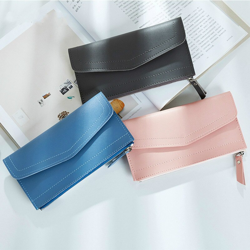 Women Wallets thin Simple Zipper Hasp Purses Business Credit Card Holders Clutch bag Standard Long Ladies Wallet