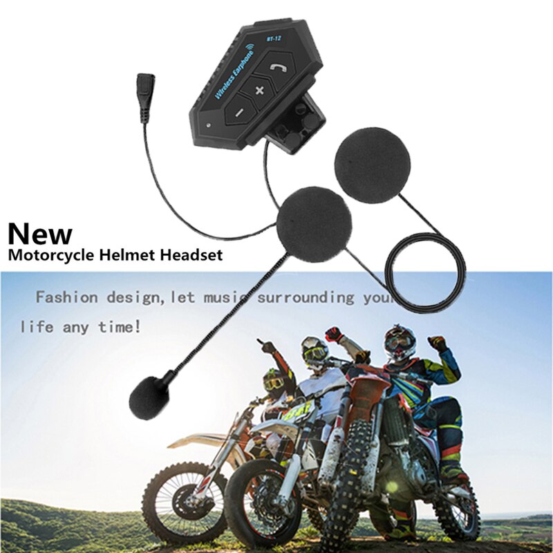 For 2 Riders Helmet Intercom Motorcycle Bluetooth 5.0 Headsets Intercomunicador with Fm Radio Wireless Walkie Talkie Interphone