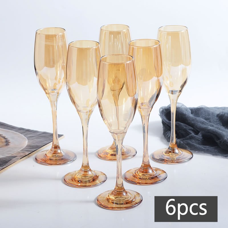Wine Glass Gold Painting Goblet Glasses Champagne Flutes Cups Home Party Wedding Cocktail Glasses Juice Cup: 6PCS 180ML