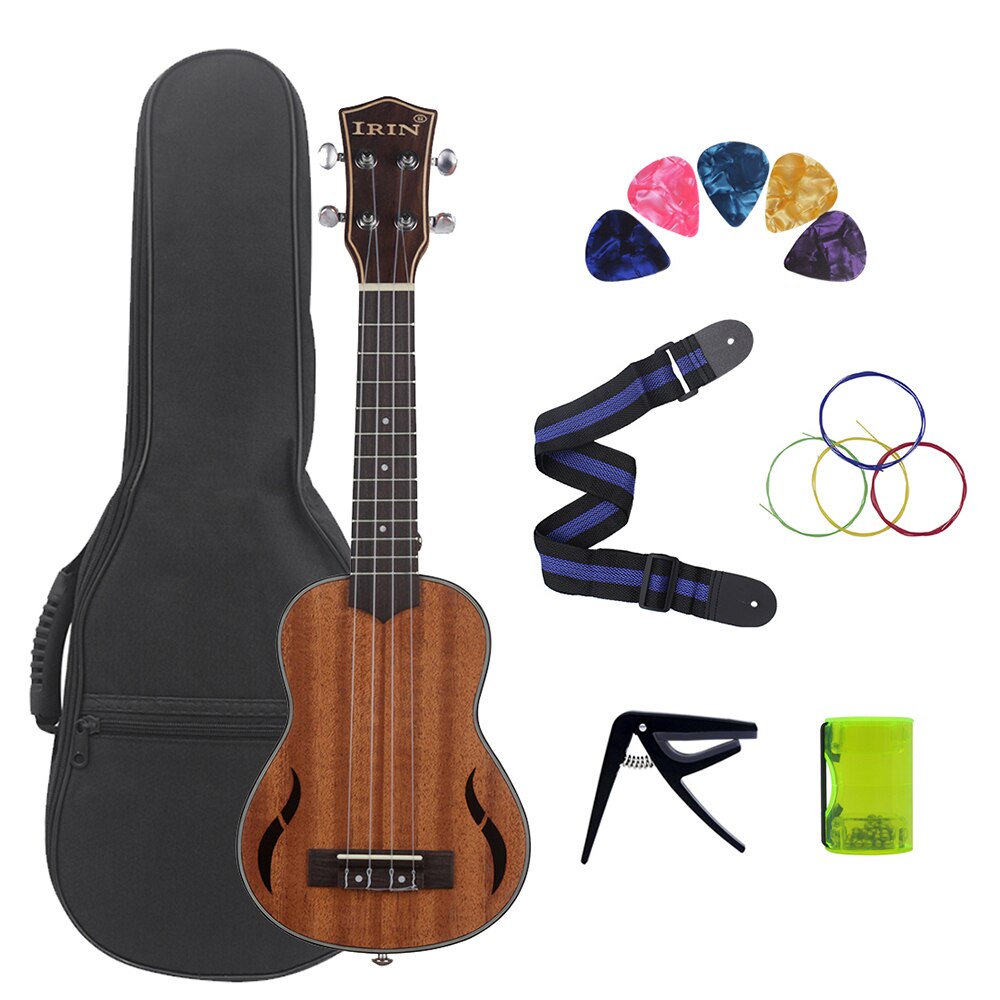 21 Cal ukulele mahoń instrument strunowy 4 struny hawajska gitara z wybierać Capo torba na pasek akcesoria robić instrumentów muzycznych: 21 z akcesoria