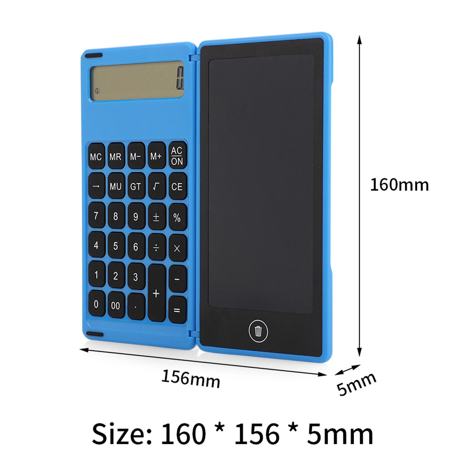 Foldable Calculator & 6 Inch LCD Writing Tablet Digital Drawing Pad 12 Digits Display with Stylus Pen Erase Button Lock Function