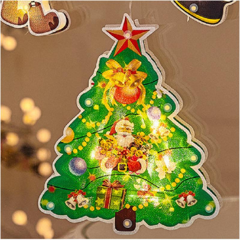 Christmas LED Window Decoration Lights Christmas Suction Cup Chandelier Party Ornament Lights Indoor Bedroom Scene Layout: black