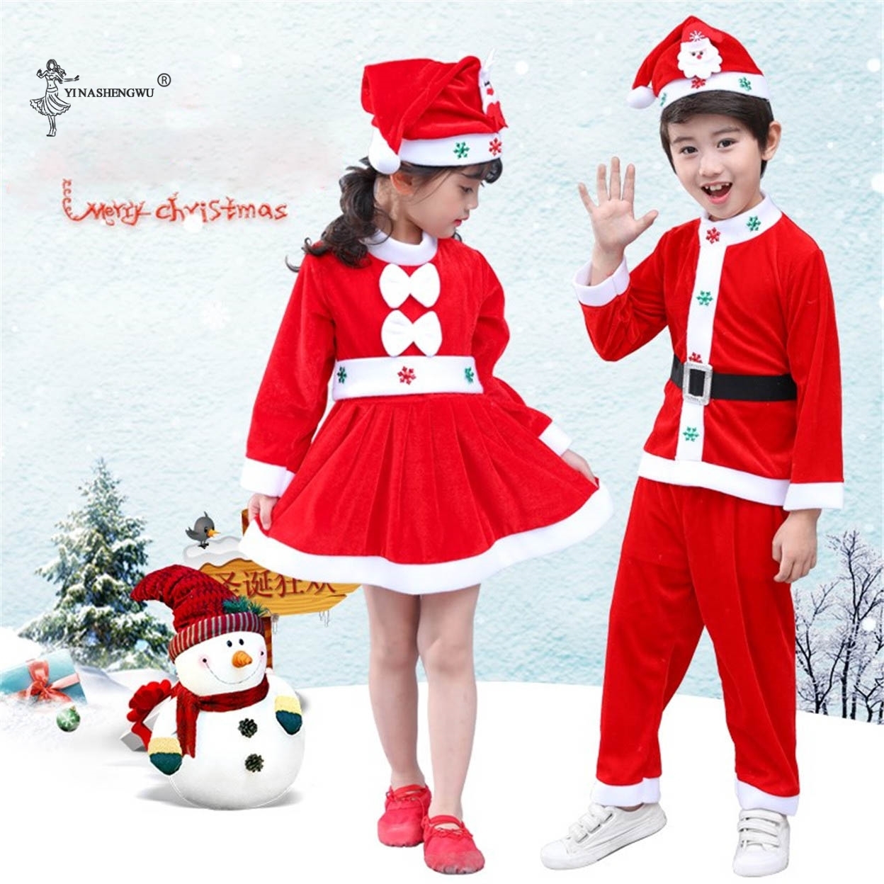 Meisje Kerst Outfit Kleding Set Jongens Jurken Pak Prestaties Kleding Kerst Kerstman Kids Kostuums Winter Kostuums