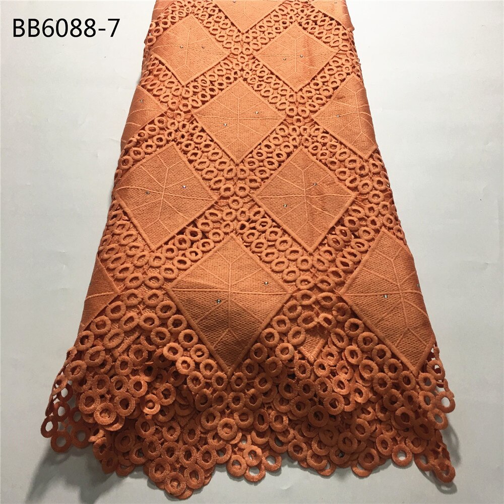 Dentelle africaine de cordon de couleur dorée, tissu de pour mariage nigérian, 5 yards: 7