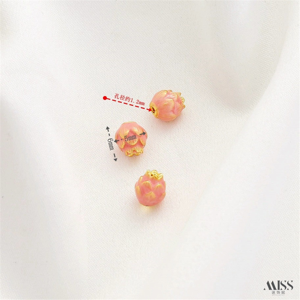 Strong Color Retention Rouge Pink Jingtai Blue Lotus Blessing Peach Blossom Bead Diy Bracelet Necklace String Jewelry Accessorie: Light Yellow Gold Color