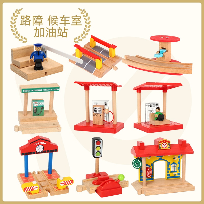 Houten Scène Spoor Accessoires Compatibel Met Magnetische Trein Bulk Spoor Accessoires Slagboom Spoor Scène