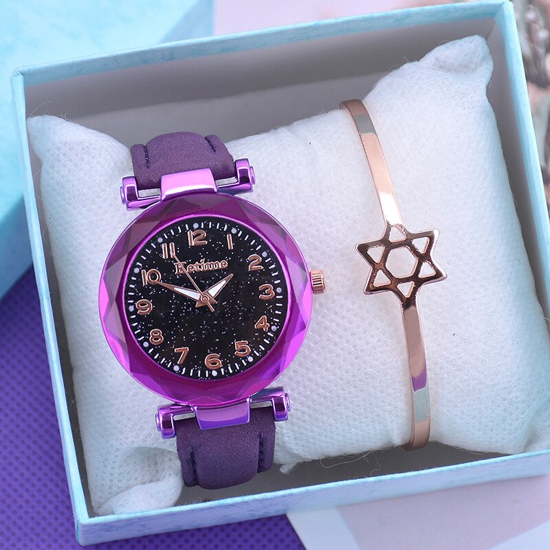 Casual Romantic Starry Sky Women Watches Bracelet Bangle Ladies Wrist Watch Simple Leather Female Clock Relogio Feminino