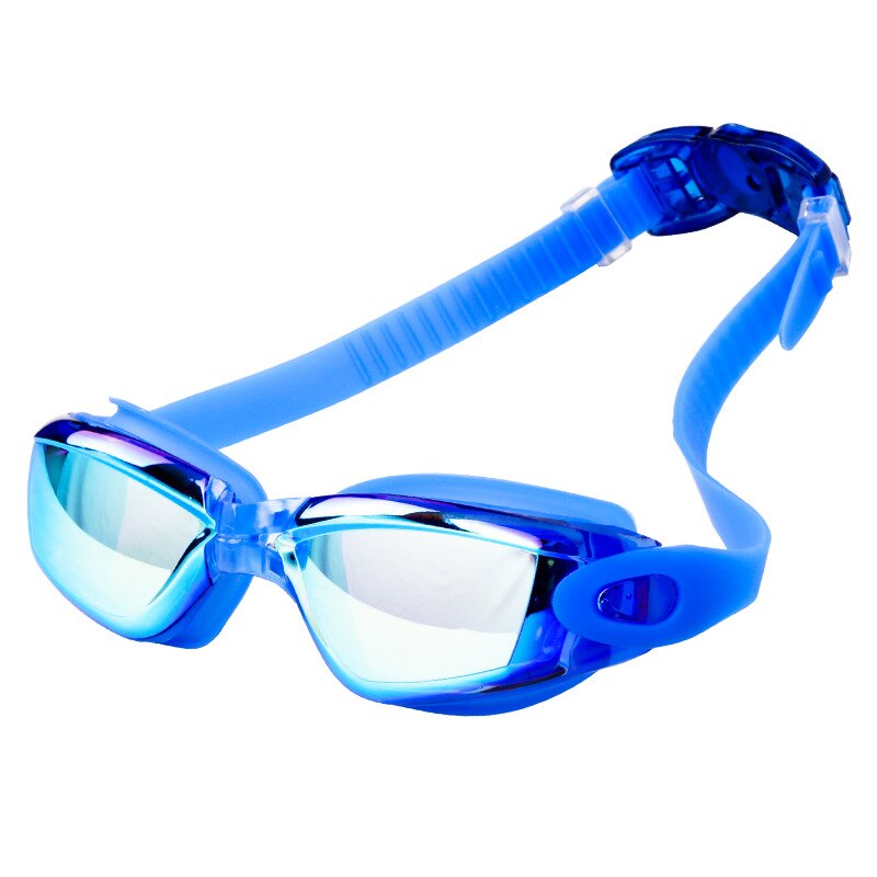 Galvaniseren Waterdicht Anti-Fog Badpak Bril Zwemmen Duiken Verstelbare Zwembril Dames Mannen Zwemmen Goggle: Colorful blue