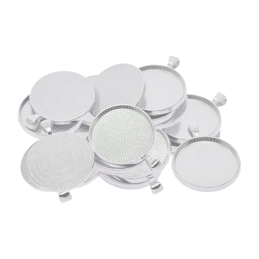 10Pcs 1.2 Inch Ronde Ketting Hanger Instelling Cabochon Cameo Base Tray Afdekplaatje Fit Resin Cabochons Sieraden Maken Bevindingen