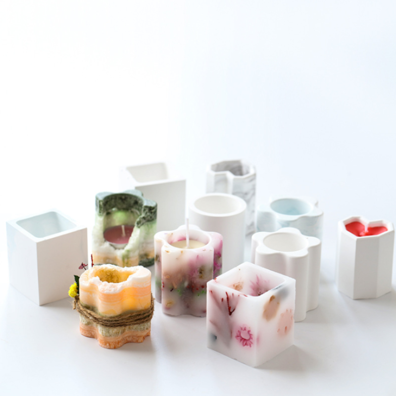 DIY Crystal Cement Mold Making Succulent Plant Flower Pot Resin Mold for Garden Planter Candle Pen Holder Crafts Base Home Decor