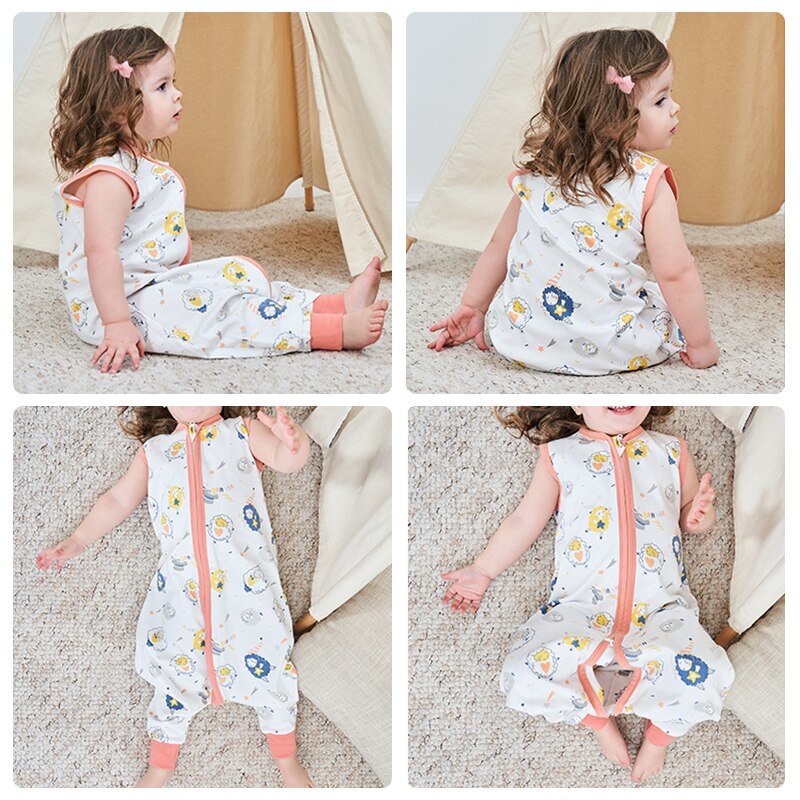 Baby Slaapzak 28-32 ℃ Zomer Koele Vest Kids Slaap Zak Jongens Meisjes 100% Katoen Ademend Slaapzak baby Anti Tipi