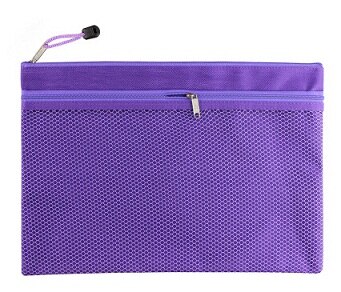 Sac à fermeture éclair porte document rose bleu vert, sac enveloppe pour fichier papier a4/8.5x11, pochette en toile pour papeterie de bureau: purple