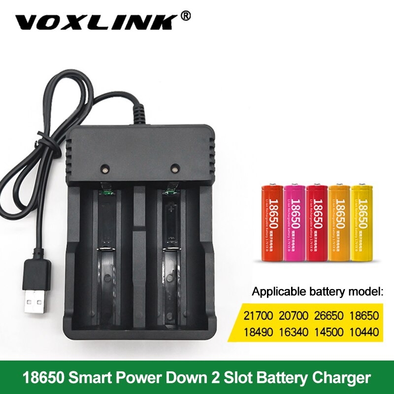 Voxlink 18650 Batterij Oplader Usb 2Slots Smart Opladen 26650 21700 14500 26500 22650 26700 Li-Ion Oplaadbare Batterij Oplader