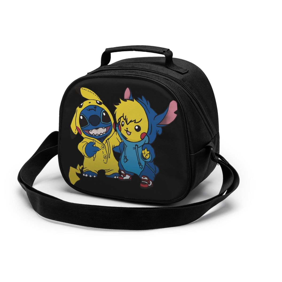 lovely Stitch Canvas Portable Cooler Lunch Bag Thermal Insulated Food Picnic Lunch Box Bag for students Kids children: Black9