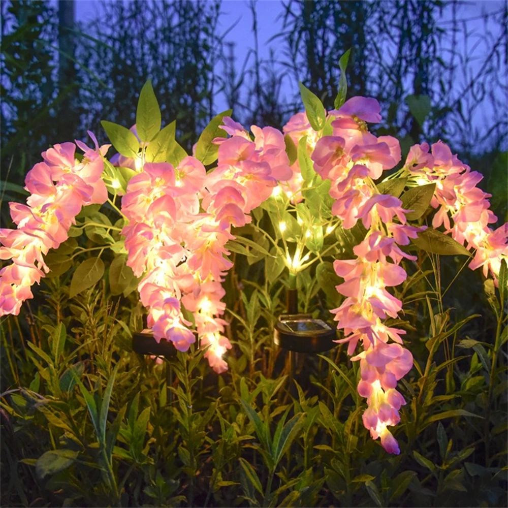 Lampes solaires de jardin extérieures, 4 Branches, lumières de fleurs pour l'extérieur, 2 Modes, décoration de jardin étanche pour cour, Patio, allée, arrière-cour