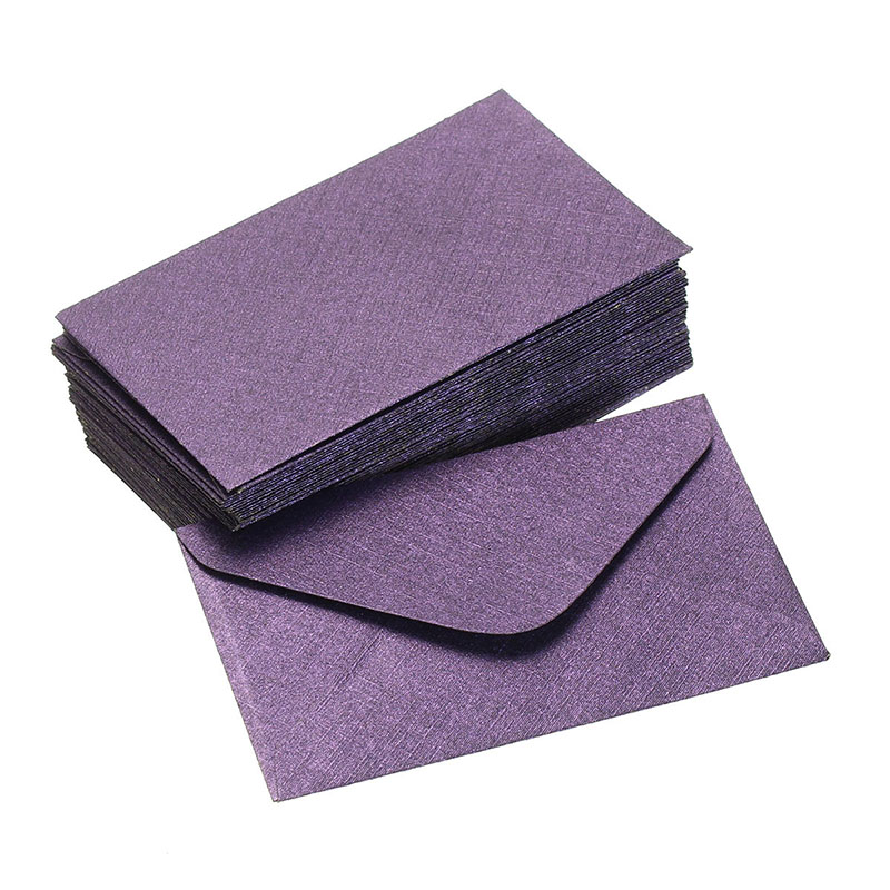 50 stk vintage farvet blank mini papir konvolutter kraft bryllupsfest invitation konvolut lykønskningskort kuvert 6 farver: Lilla