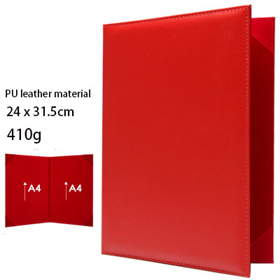 Hardcover Stamped Certificate Folder for Honor, Letter of Appointment Cover Book Trifold Education Presentation: red pu leather