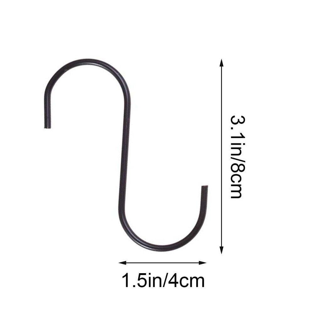 12 Stuks Rvs S Haken Keuken Roestvrij S Type Haken Hangers Voor Opknoping Pannen Cups Tassen Handdoeken (Zwart)