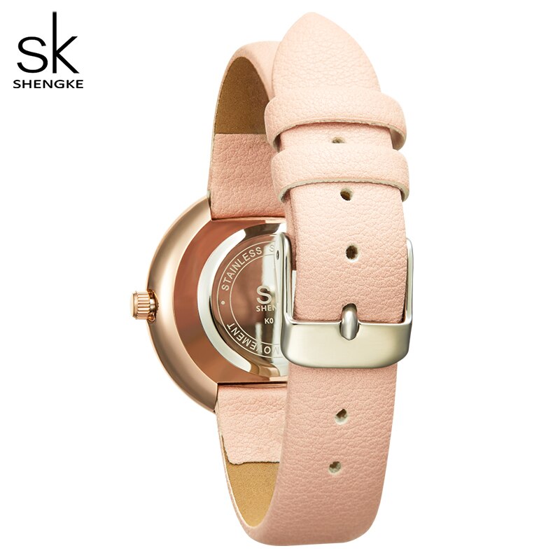 Shengke Horloge Vrouwen Casual 30M Waterdicht Quartz Qatches Lederen Band Sport Dames Polshorloge Meisje